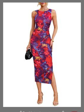 Floral dress, summer dress, mesh dress, colorful dress, bodycon, midi dress